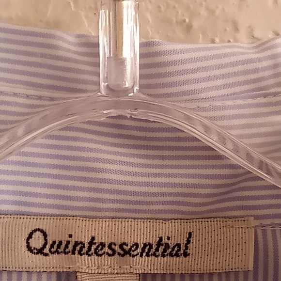 Quintessential Lagenlook Chambray Office Minimalist Sz XL Blue-White Colors HMBC - Picture 11 of 13
